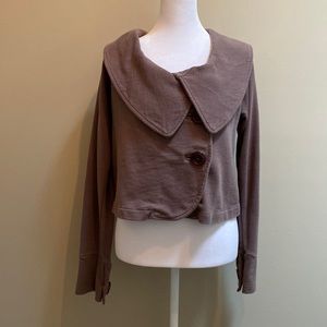Anthropologie Allihop Cropped Button Front Sweatshirt Jacket Size Medium